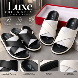 Luxe Cross-Strap Slide Sandals